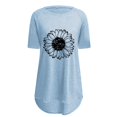 thumbnail image 2 of Pxiakgy Vente Chaude!! T-Shirt Graphique Tournesol Mignon à Manches Courtes Imprimé Vintage Mode Décontractée Col Rond Manches Courtes devant Long Dos T-Shirt Bleu Clair S, 2 of 4