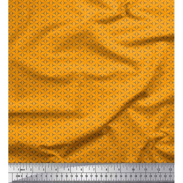 Soimoi Cotton Duck Fabric Geometric Small Printed Craft Fabric by The Yard 56 Inch Wide