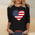 thumbnail image 2 of Jinhomg Chemises d'Été pour Femmes 2025 T-Shirts à Manches 3/4 du 4 Juillet Décontractés à Col Rond Tuniques Graphiques American Flag Hauts Tenues de Défilé de Vacances de Rue Noir m, 2 of 5
