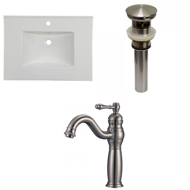 American Imaginations 30.75-in. W 1 Hole Ceramic Top Set In White Color - Overflow Drain Incl. AI-33307