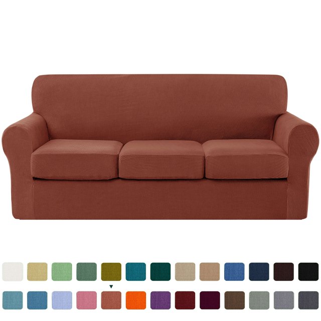 CHUN YI Housse de Canapé avec Housse de Coussin Séparée Extensible à Carreaux