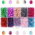 thumbnail image 1 of CHUANK 100pcs 10 Color Crackle Glass Beads 10mm Handcrafted Lampwork Round Crystal Beads Bulk, 1 of 9