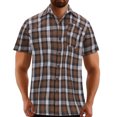 thumbnail image 1 of Penkiiy Men's Regular-Fit Short Sleeve Woven Button Down Shirt with Pocket S Coffee, 1 of 5