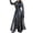 Black, variant on IROINID Women's Long Trench Coat Stand Collar Solid Color Long Sleeve Sexy Autumn And Winter Long Coat Imitation Windbreaker Coat, Black