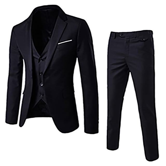 cllios Men's 3 Piece Slim Fit Suit Set, One Button Solid Formal Business Wedding Party Jacket Vest Pants Suit