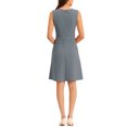thumbnail image 3 of INSPIRE CHIC Women's Wear to Work Solid Color Sleeveless A-Line Flared Midi Dresses S Grey, 3 of 6