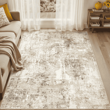 UERMEI Tapis de 5 Pieds X 7 Pieds pour Salon, Tapis Intérieur Lavable Antidérapant pour Chambre, Tapis de Décoration Intérieure, Tapis Imprimé Abstrait Moderne, Gris Or