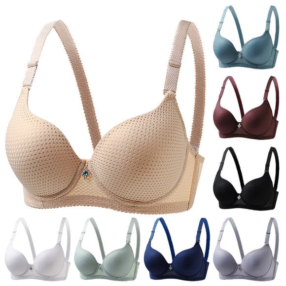 Lekwk Bras for Women Thin Molded Cup Underwire Bra Breathable Mesh Full Coverage Adjustable Straps Underwear Liftup Support Perfect Activewear for Daily Use
