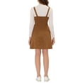 thumbnail image 3 of INSPIRE CHIC Women's Faux Suede Button Decor A-Line Mini Overall Dress S Brown, 3 of 6