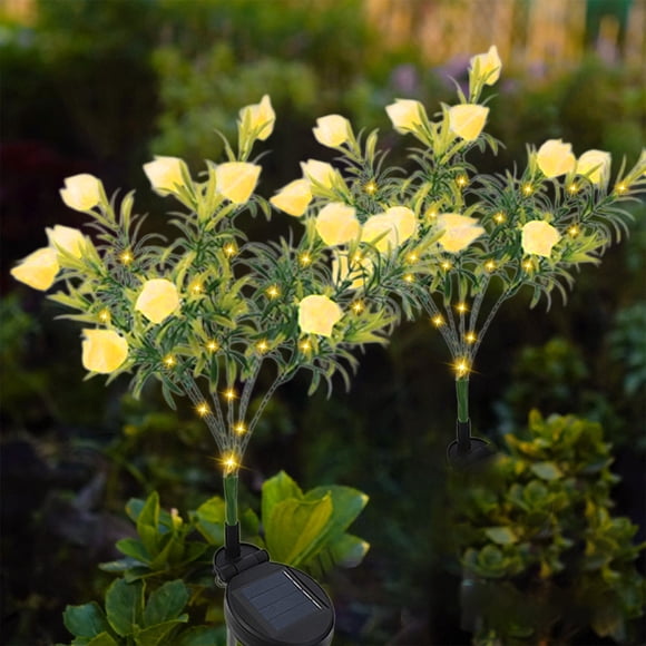 ABPWLY Solar Gardenia Lights Waterproof LED Fake Flowers Suitable for Outdoor Wedding Party and Garden Decoration Outdoor Yard Trod and Terrace Decorative Lighting Clearance Room Essentials Canada Day