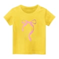 thumbnail image 1 of HVOBBTY T-Shirt Décontracté à Manches Courtes pour Fille, Mode Décontractée pour Filles Imprimé Lettre Col Rond Manches Courtes Jaune, 2 Ans, 1 of 3