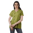 thumbnail image 2 of Moomaya Chemise Tunique Style Enveloppant pour Femmes en Coton Décontracté Col Classique Boutonné, 2 of 6