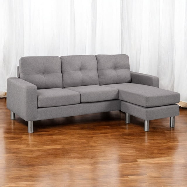 Cosmic Homes Sectional Sofa Grey, Reversible Chaise, Perfect for Small Spaces