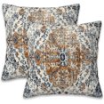 thumbnail image 1 of Boho Carpet Throw Pillow Cover Case Rug Boho Style Ethnic Design Throw Pillows Set of 2 Super Soft Pillow Covers 18x18 Inches Farmhouse Home Decor for Living Room Bedroom Sofa Couch Cushion Cover, 1 of 6