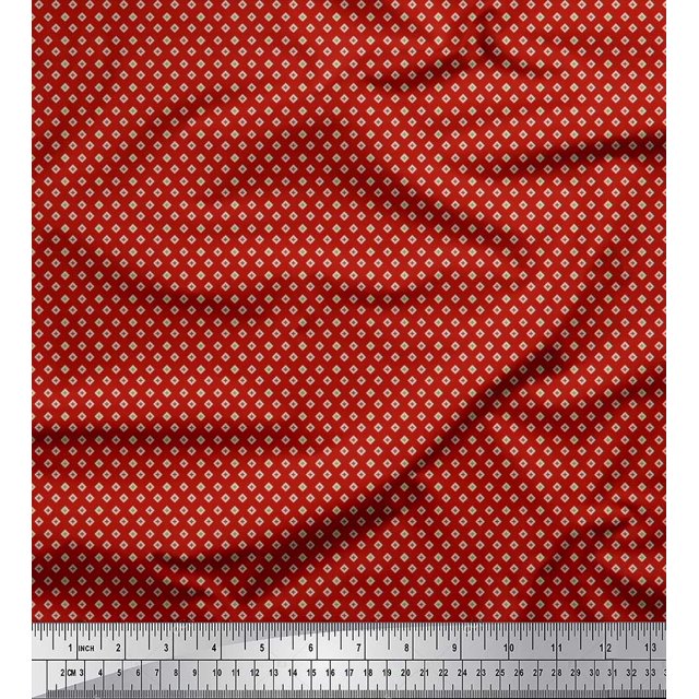 Soimoi Cotton Duck Fabric Plus Sign Small Printed Craft Fabric by The Yard 42 Inch Wide
