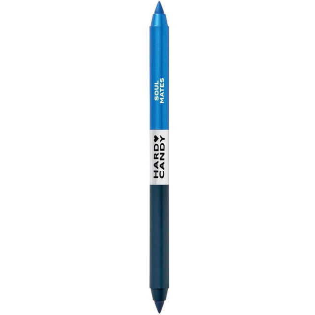 Hard Candy Party Lines Duo d'Eyeliner 2-en-1 en Crayons « Soul Mates » Comprenant un Crayon à Double Extrémité avec des Pointes Bleu Marine Mat et Bleu cobalt Métallique, Étiqueté avec le Nom de Marque, Conçu pour une Définition des Yeux Lisse, Anti-Bavures et Illuminatrice.