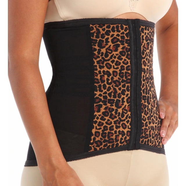 Women's Rago 821 Shapette Satin Panel Waist Cincher (Leopard M)