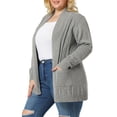 thumbnail image 4 of GRACE & GRANDEUR Women's Plus Size Open Front Long Sleeves Sweater Mid Length Cardigan 3X Light Grey, 4 of 7