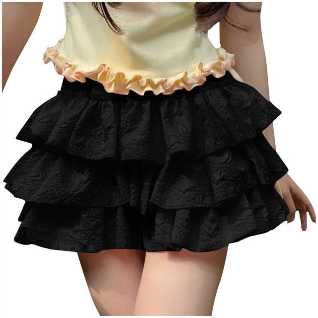 Plebaso Ruffle Shorts for Women Casual Layered Bloomers Sleepwear Solid Color Womens Cute Bottom Shorts