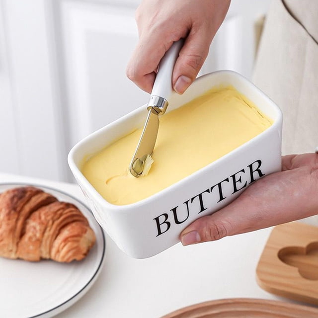 Yhmxh Kitchen Organizers And Storage New Ceramic Butters Box Cheese Butters Box Nordics Style Butters Storage Ceramic Jar Ceramic Yellow Jar