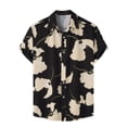 thumbnail image 2 of EGNMCR Men Casual Buttons Color Block Print With Pocket Turndown Short Sleeve Shirt Blouse, 2 of 9