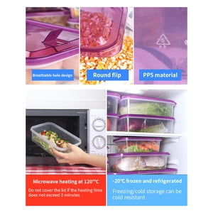 VONKY 17pcs/set Refrigerator Food Container Plastic Microwave Food Storage Box Kitchen Lunch Organizer, Red