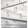 thumbnail image 3 of Soimoi Cotton Cambric Fabric Carrot & Rabbit Dots Print Fabric by Yard 56 Inch Wide, 3 of 5