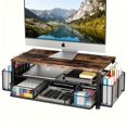 thumbnail image 1 of Wood Monitor Stand with Drawer & 2 Pen Holders | 2-Tier Desktop Monitor Riser & Desk Organizer for Computer, Laptop | Desktop Stand for Home Office Accessories (Brown), 1 of 7