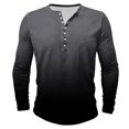 thumbnail image 2 of Men's Printing Button Casual Long Sleeve Round-Neck Blouses Shirts RXIRUCGD Gris Foncé, Taille: L, 2 of 4