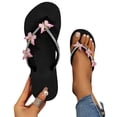 thumbnail image 4 of Kcodviy Ladies Summer Flip Flops Dog Slippers for Women Casual Rhinestone Sandals Women Slippers for Women with Arch Support Satin Slippers Women Wedge Slippers for Women, 4 of 9