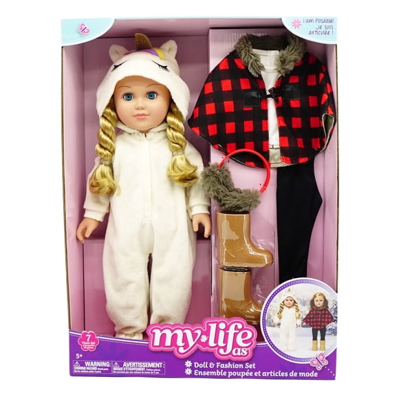 My Life As Unicorn Cozy & Cabin Fashion Set for 18-inch Dolls, Medium Blonde Hair, Blue Eyes