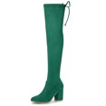 thumbnail image 1 of Unique Bargains Bottes Cuissardes à Talon Épais à Bout Rond pour Femmes, 1 of 6