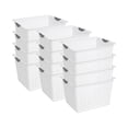 thumbnail image 1 of Sterilite Grand Panier de Rangement en Plastique Ultra Emboîtable, Blanc (Lot de 12), 1 of 11
