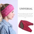 thumbnail image 4 of Crochet Headbands Winter Leaves Pattern with Rhinestones Elastic Head with Buttons. Adjustable Protector Wide Warm Chunky Hair Accessories for Girls Peach, 4 of 7