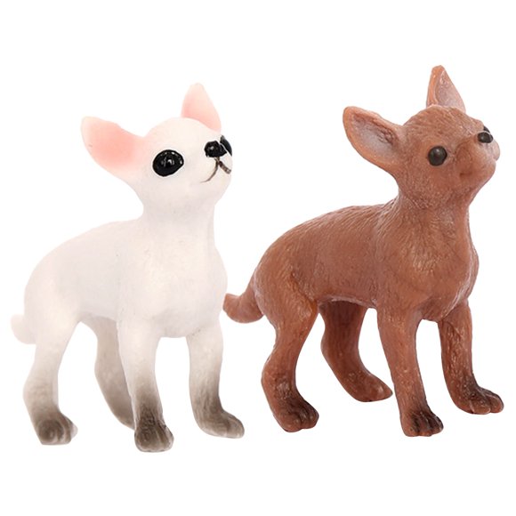 KAKOWELY Figurine de Mini Chien Adorable en Couleurs Assorties pour Décoration en Plastique Durable 2 Pcs, 1.61"X1.57"X0.67 Pouces