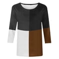 thumbnail image 4 of IROINID Rabais T-Shirts pour Femmes à Manches 3/4 Imprimés T-shirt Ample Blouse Mi-Longue Col Rond Hauts de Détente, Kaki, 4 of 4