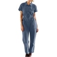 thumbnail image 2 of LSLJS Combinaison Pantalon à Revers Zippée à Taille Plissée Unie Décontractée pour Femme, 2 of 6