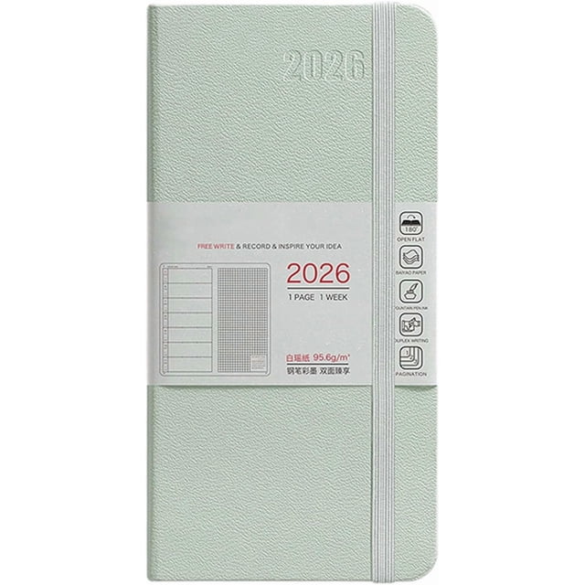 Weloille 2026 Portable Schedule Planner Notebook, 1 Piece Pocket Sized Agenda Book, Simple Design Daily Weekly Monthly Organizer, Office Supplies for Time Management, Work Plan Recording