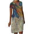 thumbnail image 2 of SMihono Robe d'Été Bohème pour Femmes Grande Taille Robes à Manches Courtes Mode Fleurs Imprimées Taille Robe d'Été Col en V Longueur Genou, 2 of 5