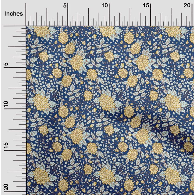 oneOone Georgette Viscose Tissu Feuilles & Imprimé Artistique Floral BTY 42 Pouces de Large