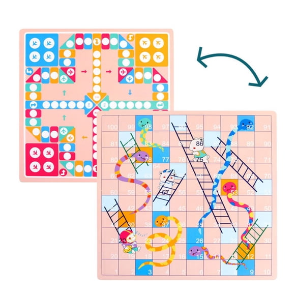 Lubelski 2 en 1 Plateau de Jeu en Bois Double Face Ludo Serpent Volant Échelle Jouet pour Enfants Famille