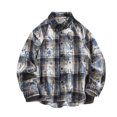 thumbnail image 2 of Men's Checkered Long Sleeve Shirt, Button Up Cardigan Style Casual Top with Classic Plaid Design for Daily Wear, Winter Spring Flannel Shacket, Relaxed Fit Sizes M to 5XL, 2 of 9