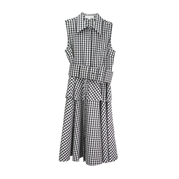 Michael Kors Women's Black / Optic White Gingham Poplin Belted Shirtdress Dress - 10