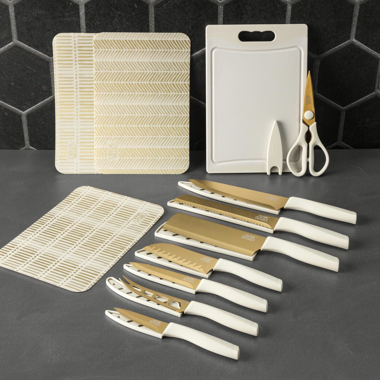 Thyme & Table Essential Edition 20-Piece Cutlery Knife Set, Taupe