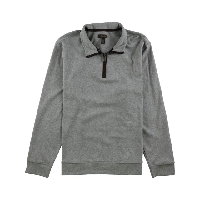 Tasso Elba Mens Piped 1/4 Zip Pullover Sweater cloudyhthr 2XL