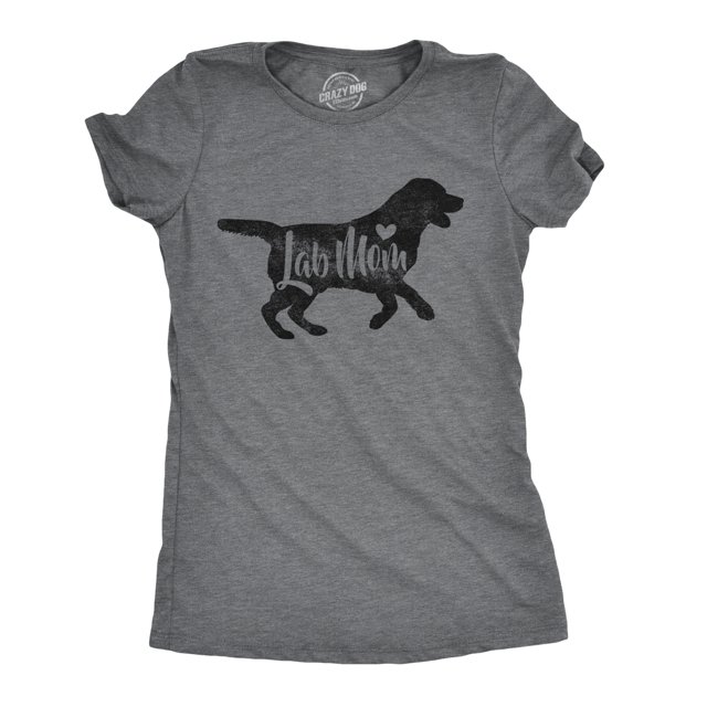 T-shirt pour Femme « Lab Mom » Mignon Propriétaire de Labrador Cadeau Chien Haut Drôle Graphique (Gris Chiné Foncé) - TG