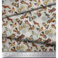 thumbnail image 2 of Soimoi Moss Georgette Fabric Geometric,Bird & Animals Patchwork Print Fabric by The Yard 42 Inch Wide, 2 of 3