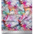thumbnail image 1 of Soimoi Poly Georgette Fabric Texture & Maple Leaves Printed Fabric 1 Yard 42 Inch Wide, 1 of 1