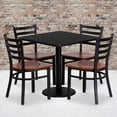 thumbnail image 3 of 30'' Square Black Laminate Table Set with 4 Ladder Back Metal Chairs - Cherry Wood Seat, 3 of 4
