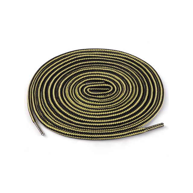 INSPIRE CHIC Unisex Round Rope Dual Colored Striped 1/5 Thick Boot Shoelace 120cm / 47.24" Light Yellow Black